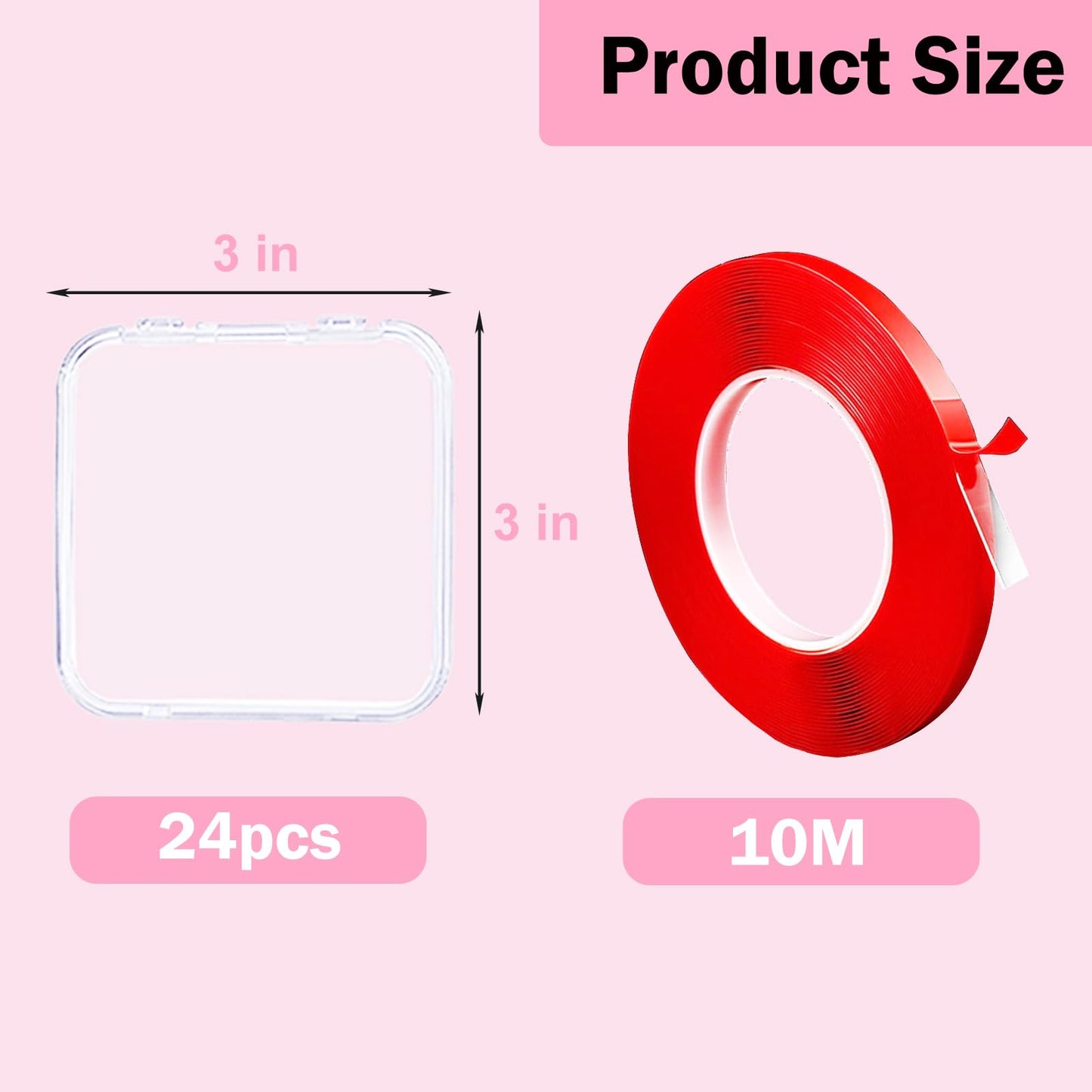 24pcs Press on Nail Storage Box with 10M Adhesive Double Sided Tape Acrylic Nail Display Box Artificial False Nail Box Organizer Fake Nail Case Transparent Nail Packaging Boxes for Nail Salon