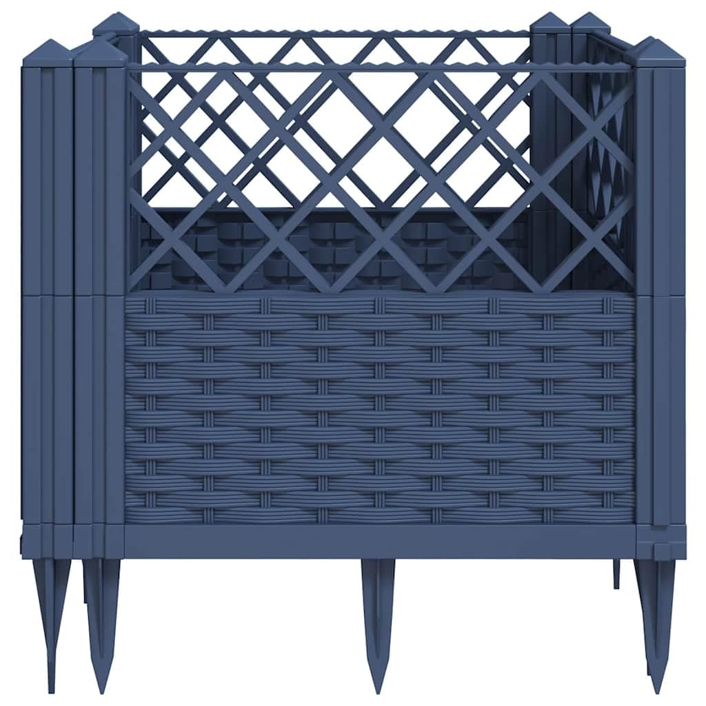 Xolmizyn Modular Garden Planter Box, 17.1 Inch Square Flower Pot with Basketweave Pattern, Modern Decorative Patio Container for Balconies, Porches, and Terraces, Blue Grey