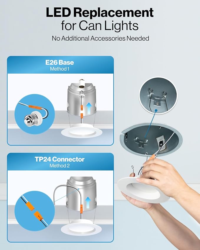 Sunco 12 Pack 6 Inch LED Can Lights, Retrofit Recessed Lighting, Smooth Trim, 965 LM, 13W (75W Equivalent), 3000K Warm White, Dimmable, Damp Rated UL.