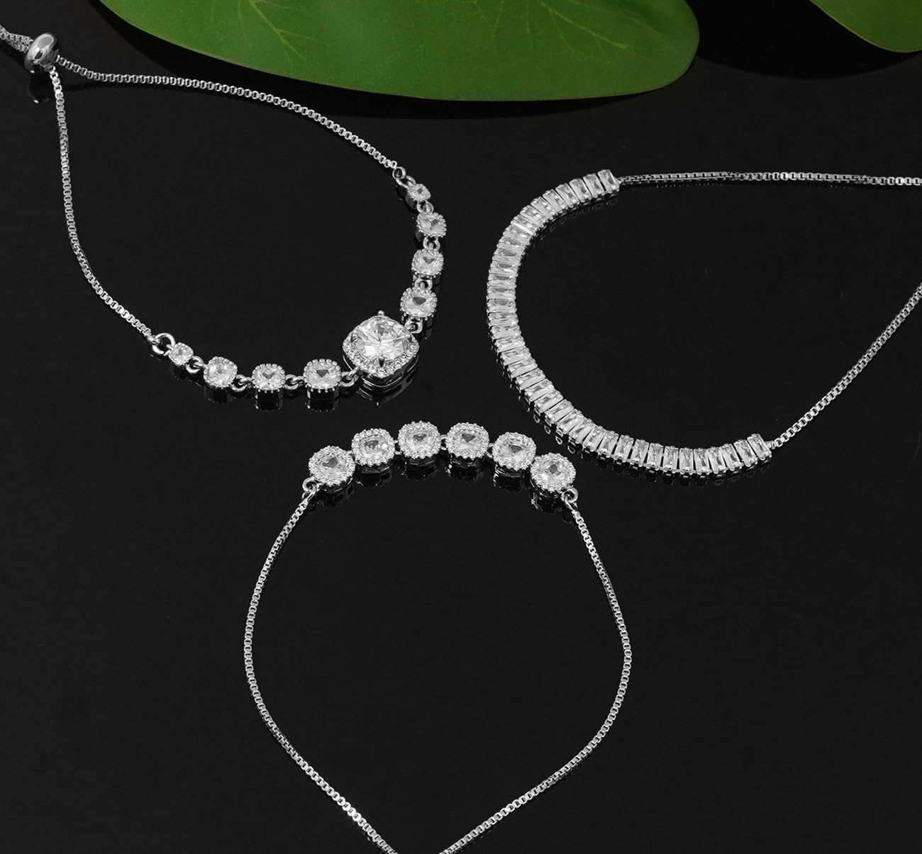 Wovanoo Tennis Bracelet for Women Cubic Zirconia Bracelets Adjustable Slider Bracelets Silver 01