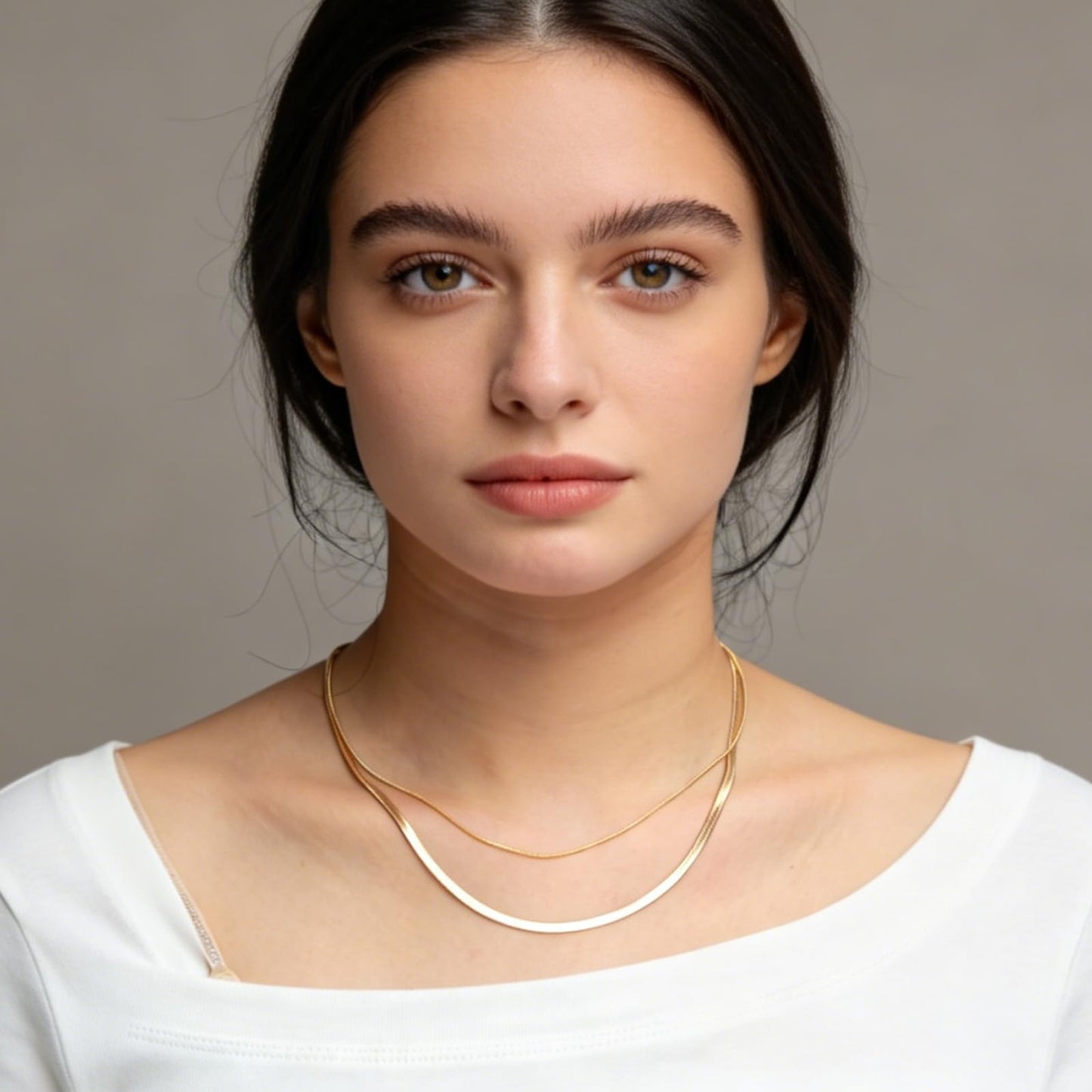 MAIKERDER Layered Necklaces for Women, 18K Gold Plated Layering Necklaces Stackable Thin Snake Chain Choker Flat Herringbone Necklace Dainty Stacking Simple Gold Necklace for Women Trendy Non Tarnish
