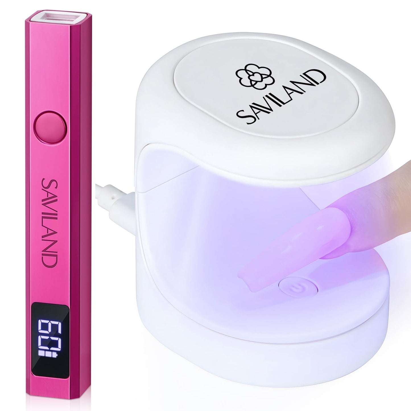 SAVILAND Mini U V LED Nail Lamp: 16W Quick-Dry Flash Cure Nail Lamp and 12W Portable Handheld U V Light for Gel Nails Home Salon DIY