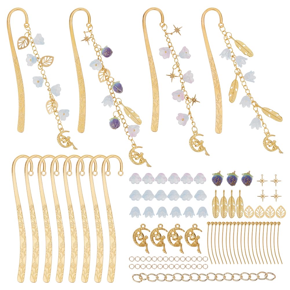 FREEBLOSS 4 Set DIY Metal Bookmark Kit Bookmark DIY Kit Vintage Bookmarks Fairy Bookmark Handmade Bookmarks Set with Instructions Metal Bookmarks for Women for Book Lovers