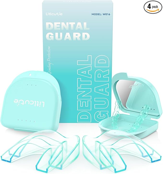 Mouth Guard for Grinding Teeth at Night, Night Guards for Teeth Grinding, 4 Pack/2 Size Moldable Dental Guard for Sleeping-with 2 x 5X Mirror Mouth Guard Case