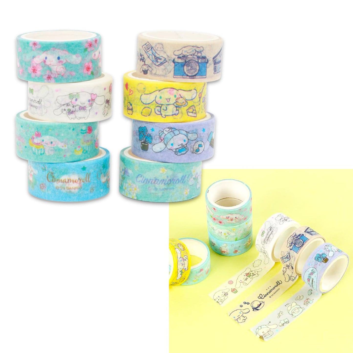 Sanrio Washi Masking Tape Variety Pack - Bundle with 16 Decorative Hello Kitty & Cinnamoroll Washi Tape Rolls for DIY Crafts, Scrapbooking, Journals, More Stationery