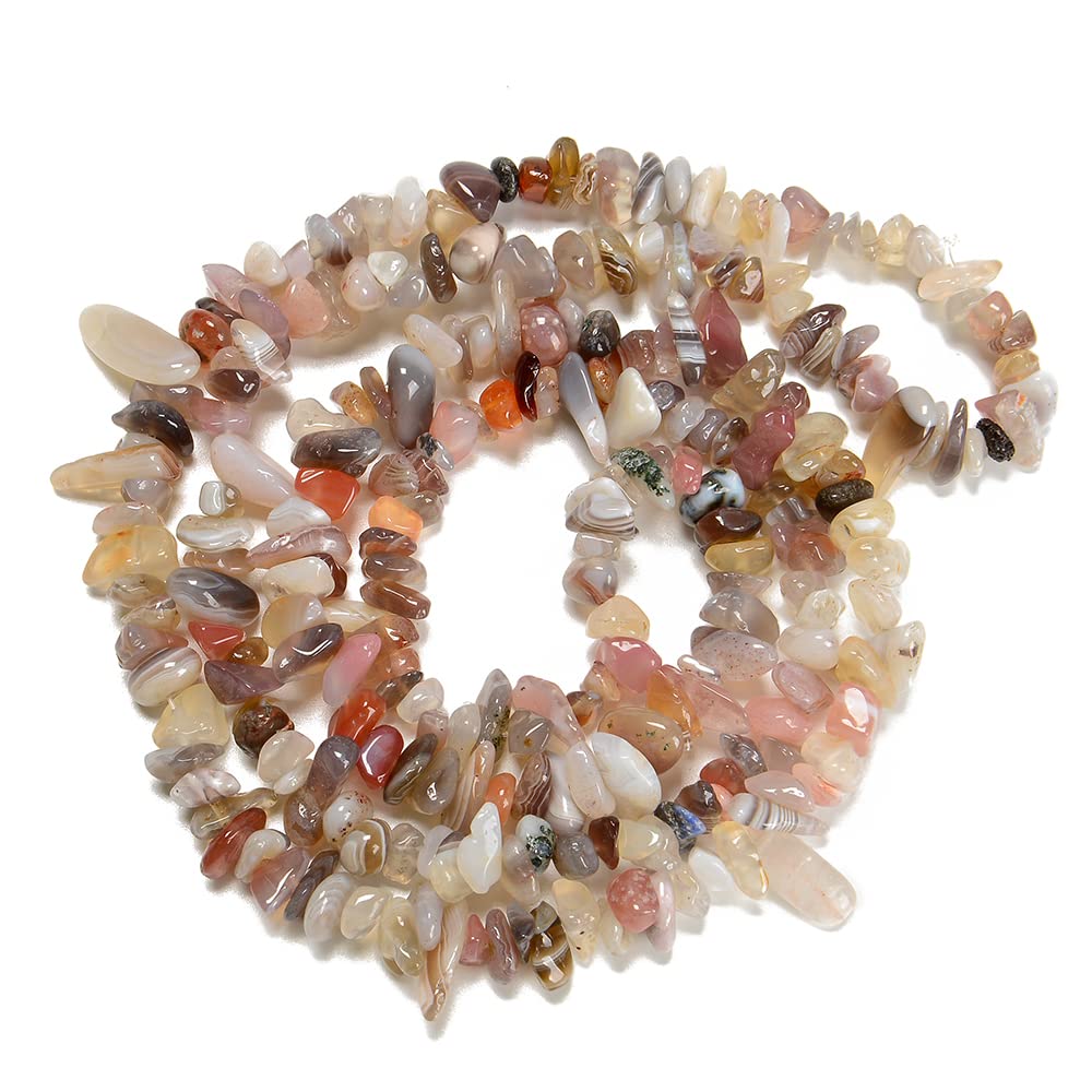 PLTbeads 7-8mm Natural Botswana Agate Gemstone Chips Beads Healing Crystals Waist Bracelets Necklace Kit Irregular Stone DIY Crafts Design Jewelry Making