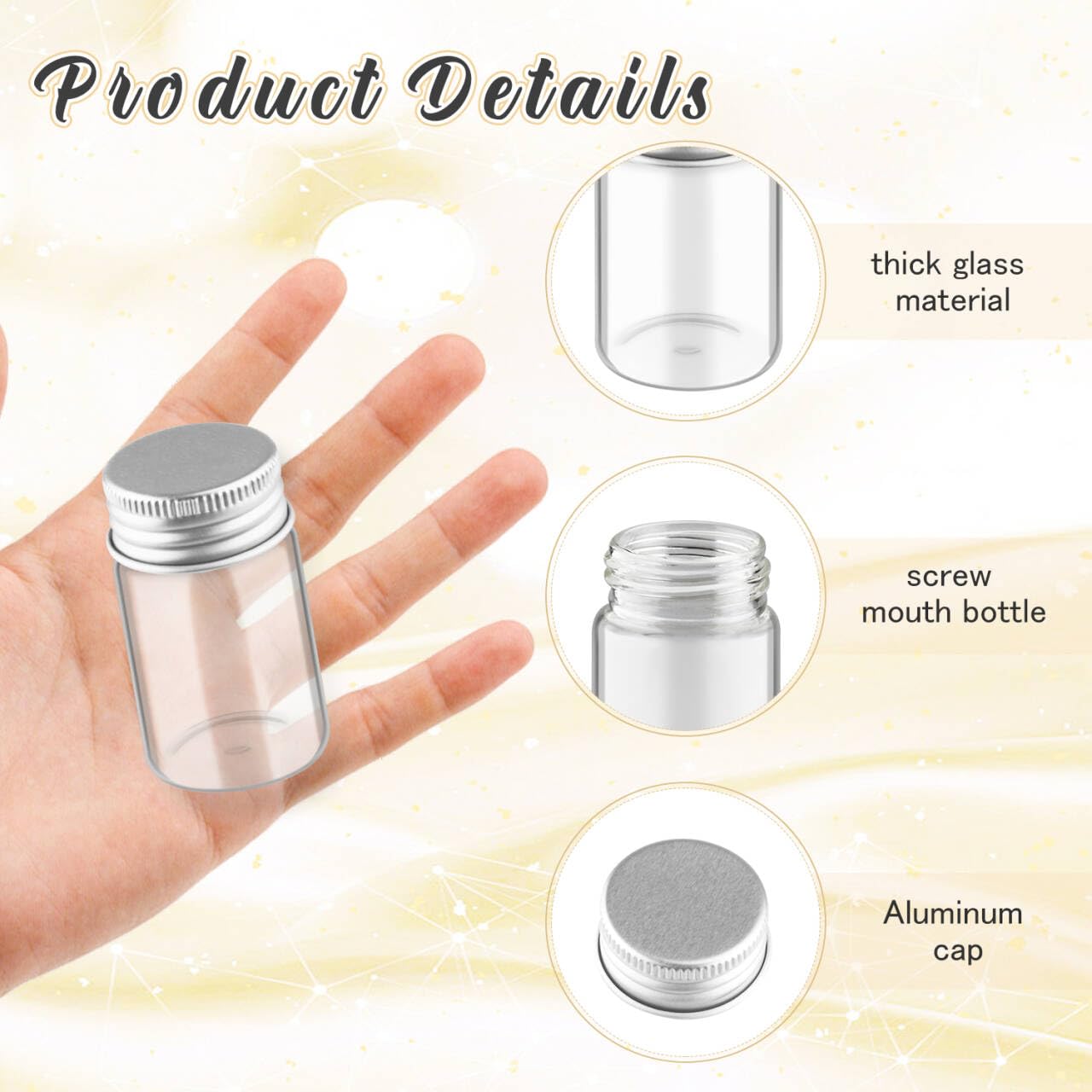 Wresty 40 Pack 20ml/0.68oz Glass Vials With Aluminum Screw Caps Empty Sample Bottles Container Small Glass Jars For DIY Cosmetics Art Craft Decor Jewelry Storage 30mmx50mm
