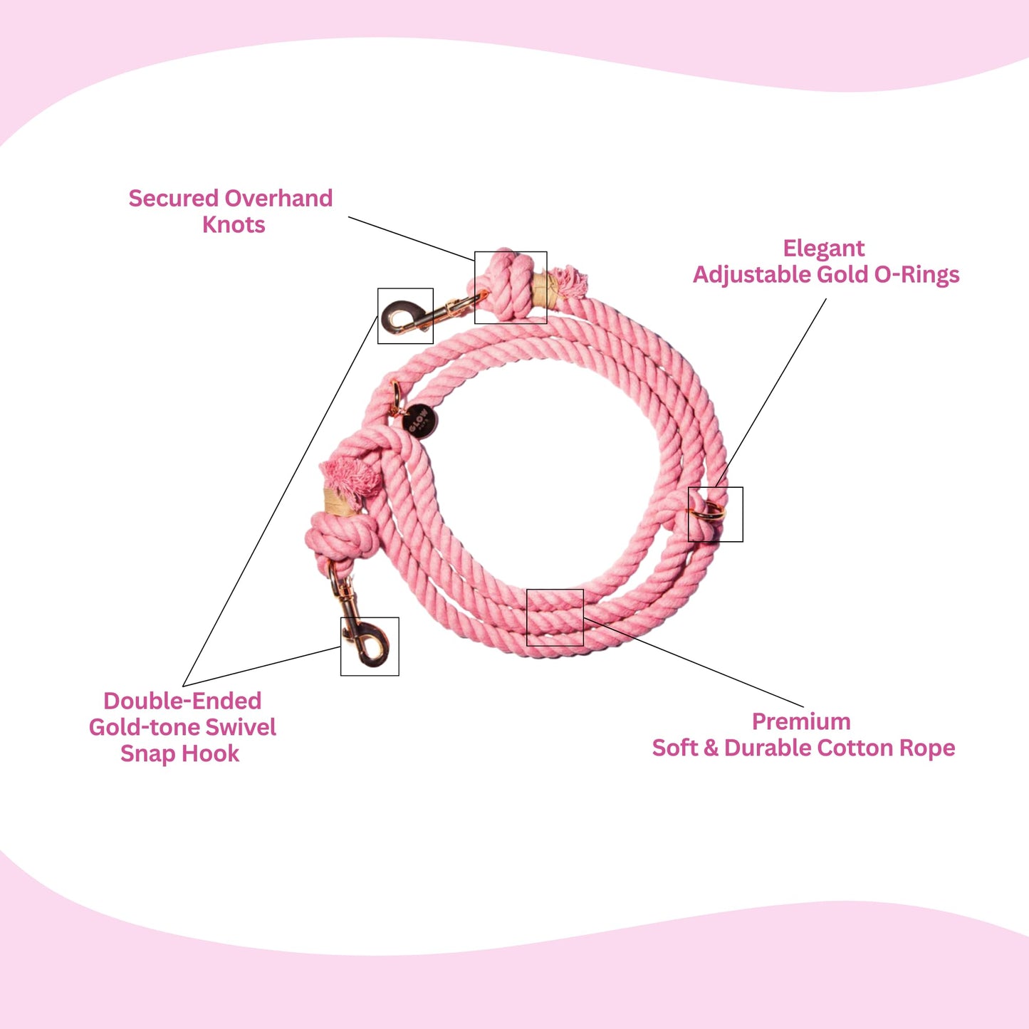 Glow Pups "Fashion Forward Walking Bundle: Pink Designer-Style Plush Purse Dog Toy Set (Includes Paw-Phone, Lipstick, Nail Polish) + Matching Light Pink Hands-Free Rope Dog Leash (5-Piece Set)
