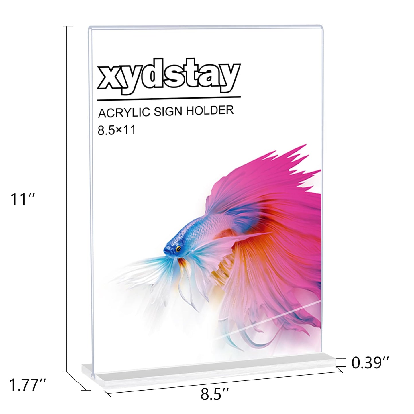 xydstay 12pack Acrylic Sign Holder 8.5 X 11, Vertical T Shape Clear Plastic Paper Sign Holder, Menu Holder Display Stand, FLyer Table Sign Holder for Restaurant, Office, School, Store and Home Use