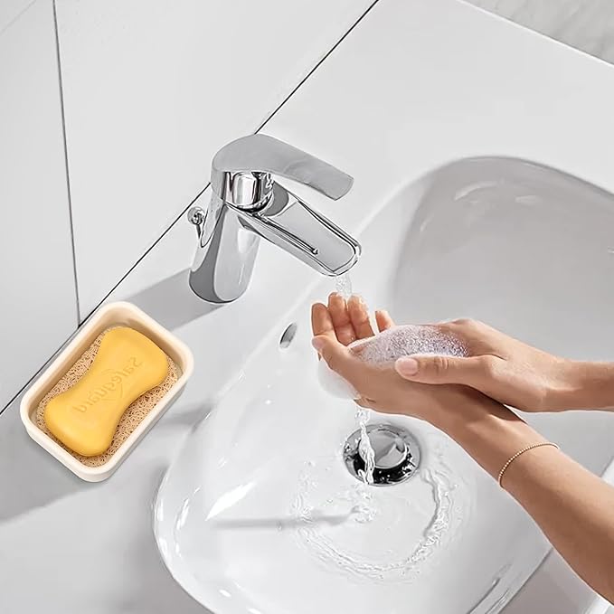 Beige Self-Draining Soap Lift Dish - Travel Soap Case with Bar Holder & Saver