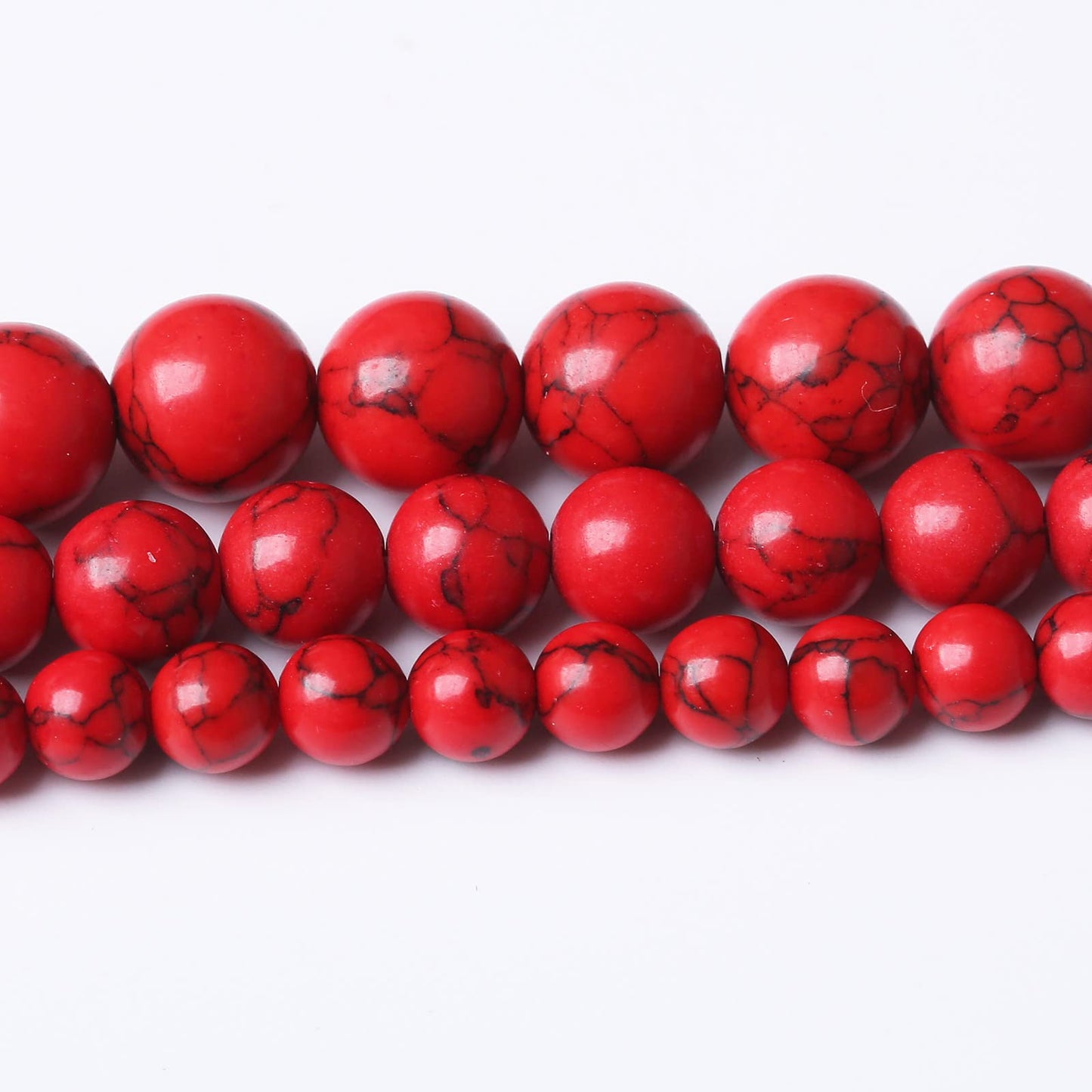 45PCS 8MM Red Turquoise Beads with Mother-of-Pearl Round Loose Beads for Jewelry Making 15