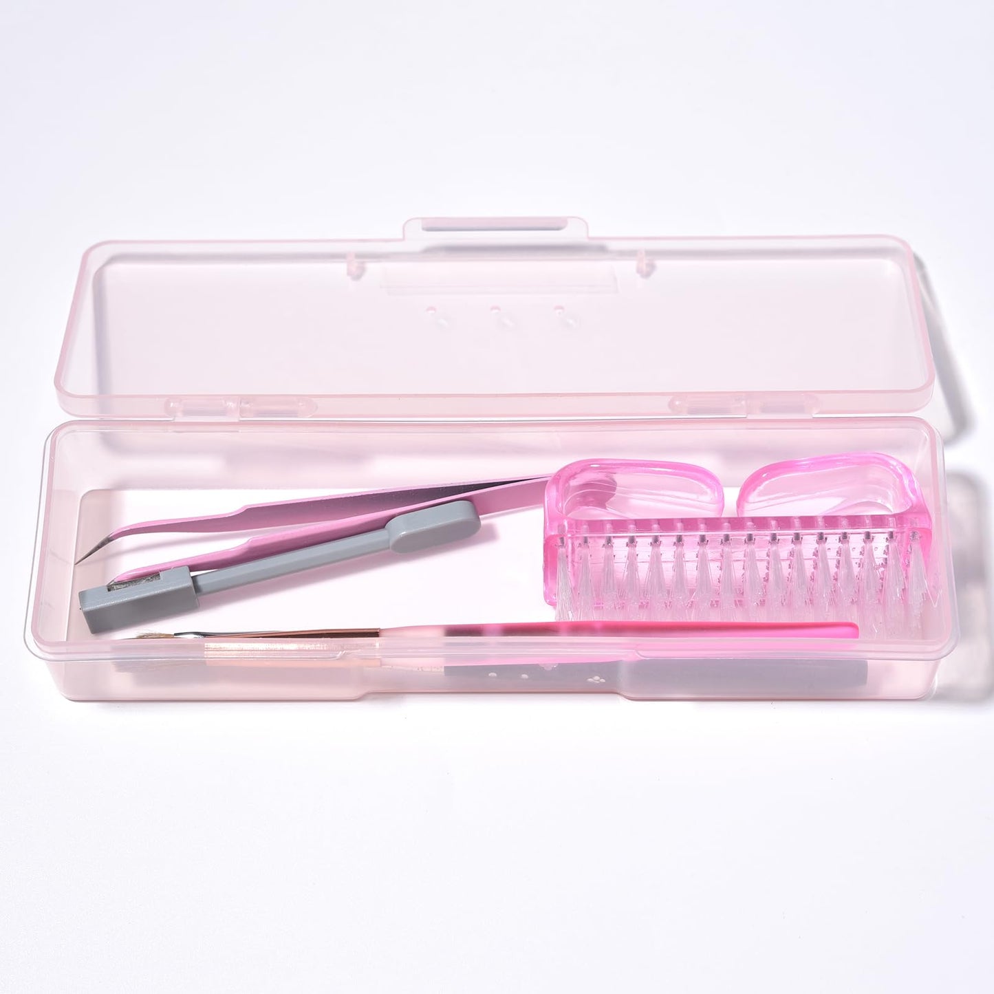 siyuwuro 4Pcs Transparent Storage Boxes For Nail Tool Professional Pedicure Manicure Tools Set Plastic Nail Art Tool Box Storage Case Nail Supplies, Pink