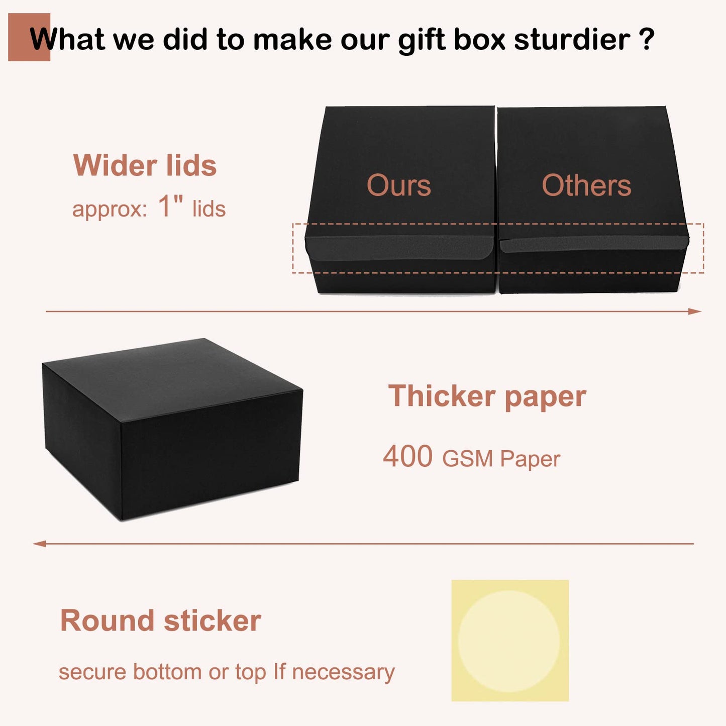 Mcfleet Black Gift Boxes with Lids 8x8x4 Inches 10 Pack Groomsmen Proposal Cardboard Craft Small Gift Box for Christmas, Wedding, Graduation, Holiday, Birthday Presents Packaging