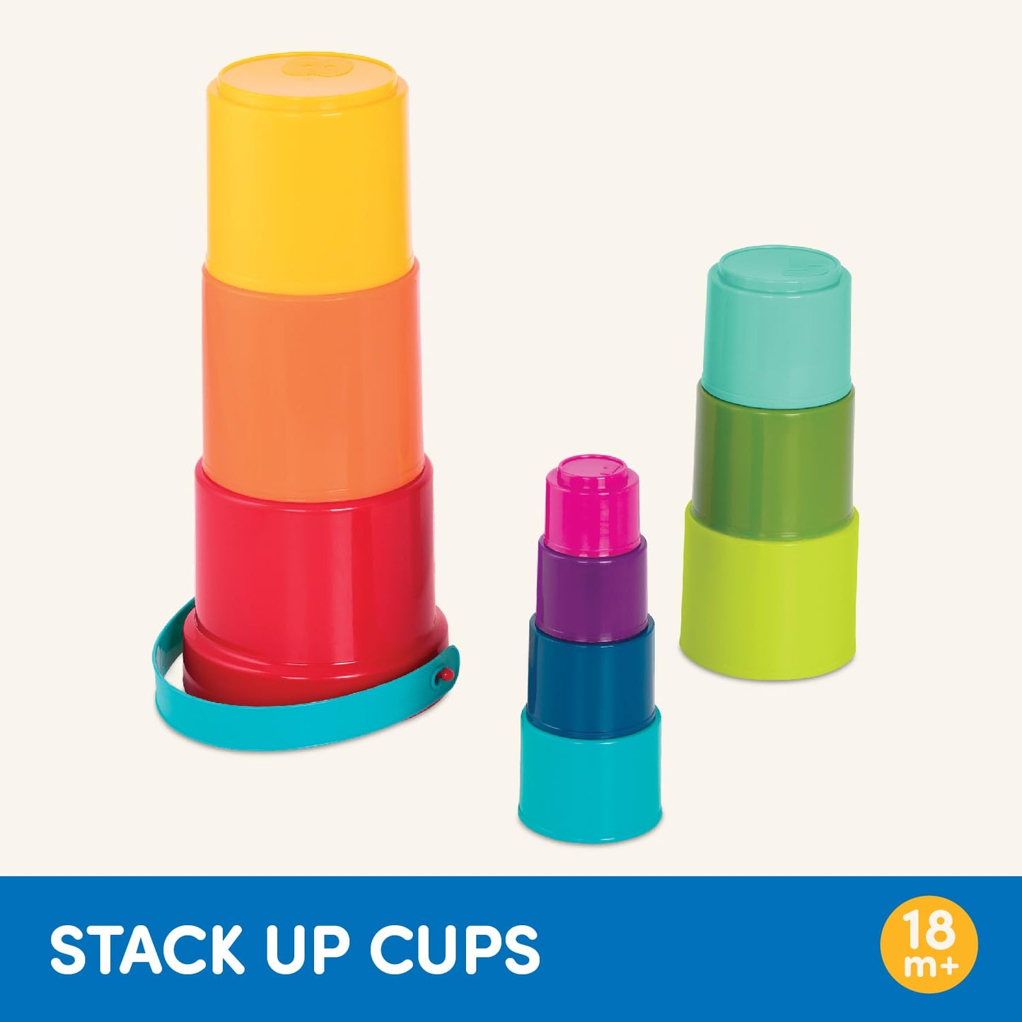 Battat – Stacking Toy – Educational & Dexterity Toy – Nesting Cup Playset – Water & Beach Toys – 18+ Months – Stack Up Cups, Medium, 10 Pieces Set