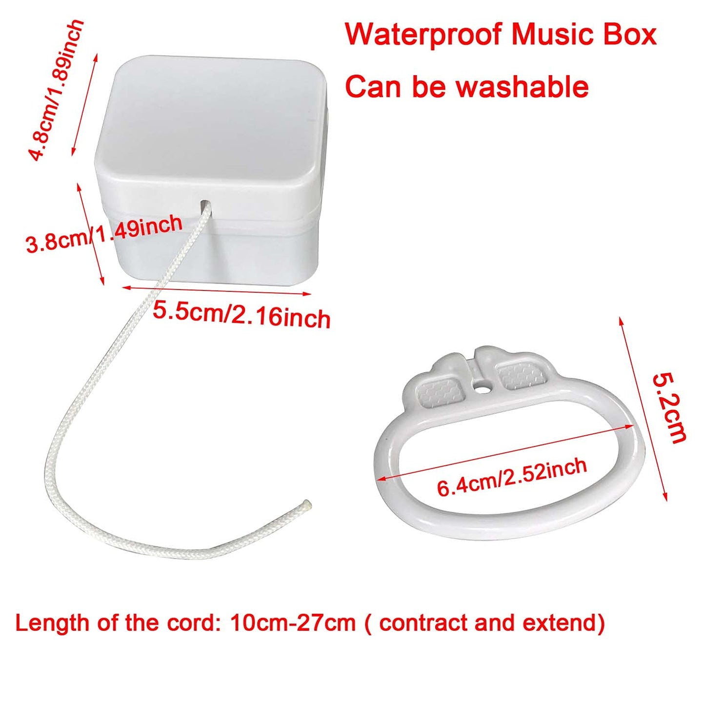 Washable Pull String Music Box, Baby Rotary Mobile Crib Bed Bell Toy Windup Clockwork Waterproof Musical Box - Brahms Lullaby