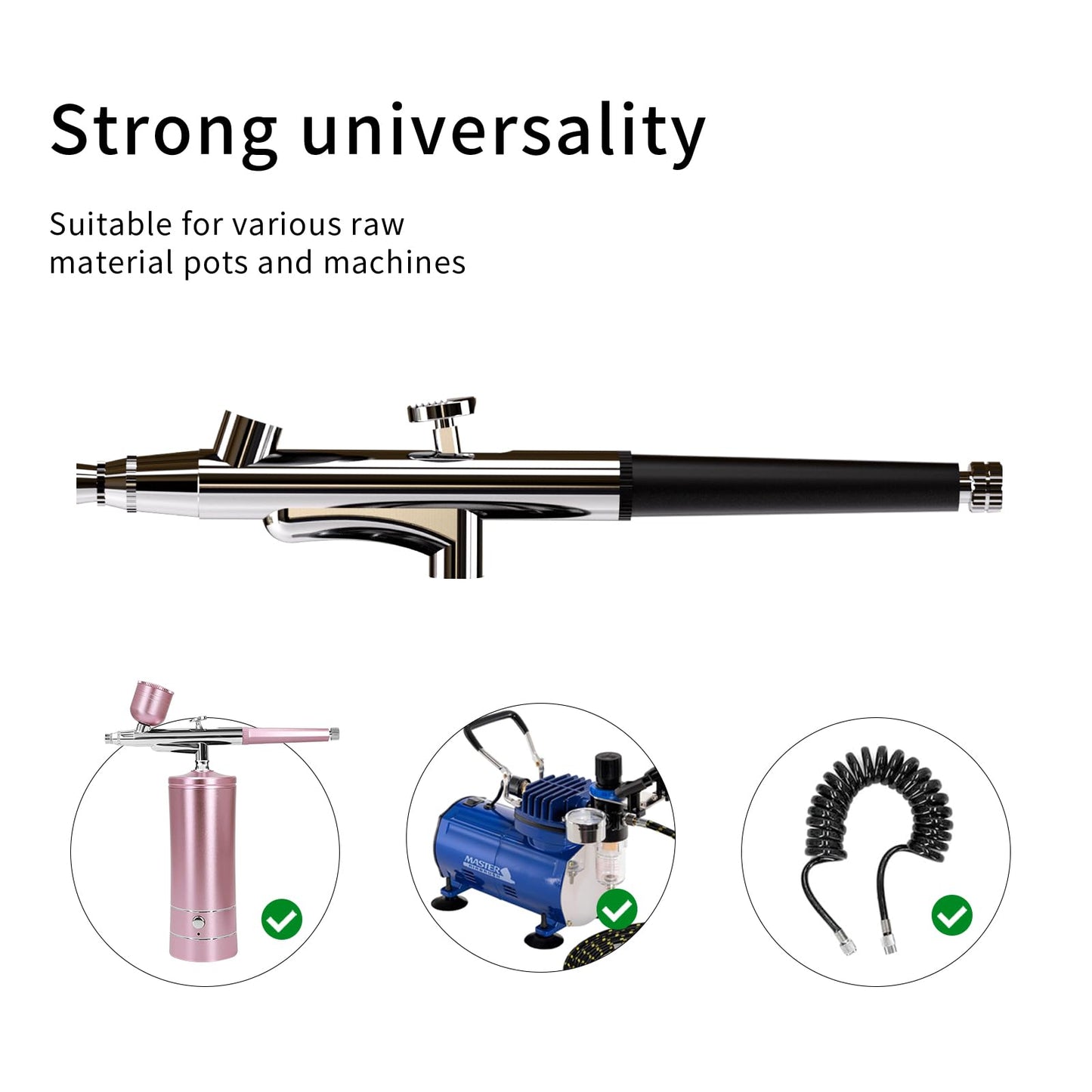 Airbrush Kit Portable Airbrush Accessories Air Brush Kit 0.3 mm Needles Air Brush Gun Set for Painting,Model,Cake Decorating，Makeup，Nail Art (Black -0.3 Nozzle)