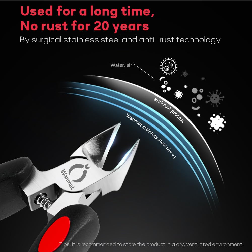 Toe Nail Clipper for Ingrown or Thick Toenails,Toenails Trimmer and Professional Toenail Nipper for Seniors with Stainless Steel Surper Sharp Blades (Soft Handle Nail Clippers for Thick Nails)