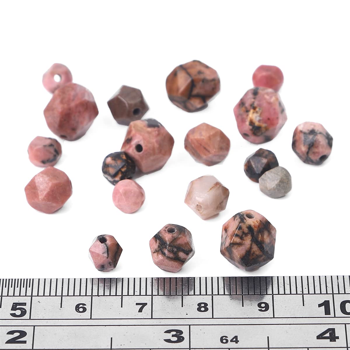 BEADIA Faceted Natural Rhodochrosite Stone Round Beads 6mm 36cm/Strand for Jewelry Making
