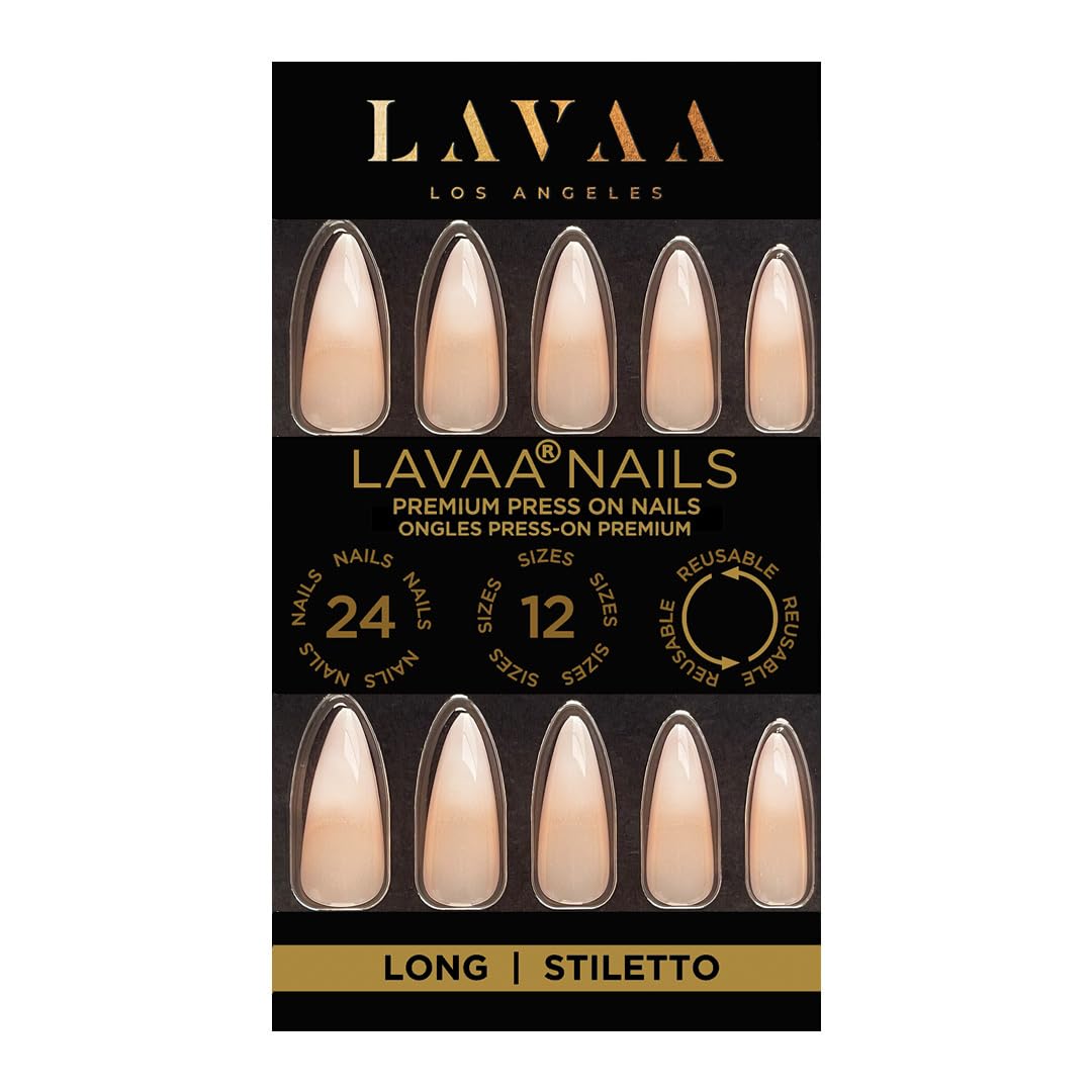 FRENCH KISS Press-On Nails by Lavaa Beauty | Long Stiletto | French Ombré Tip Stiletto Nails