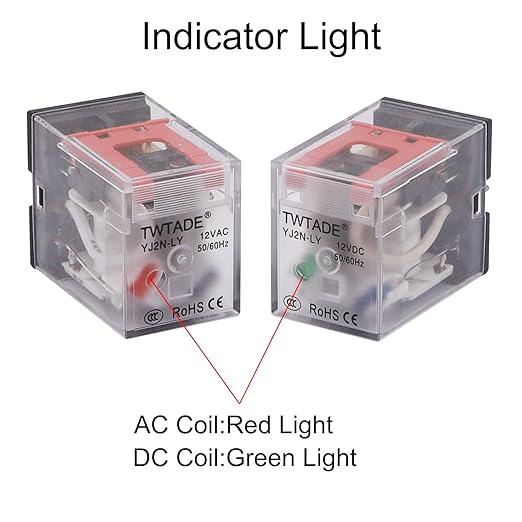TWTADE 2PCS AC 110V/120V Relay 10A Electromagnetic Power Coil Relay 8 Pins 2DPT 2NO 2NC with Indicator Light, Socket Base & DIN Rail -YJ2N-LY
