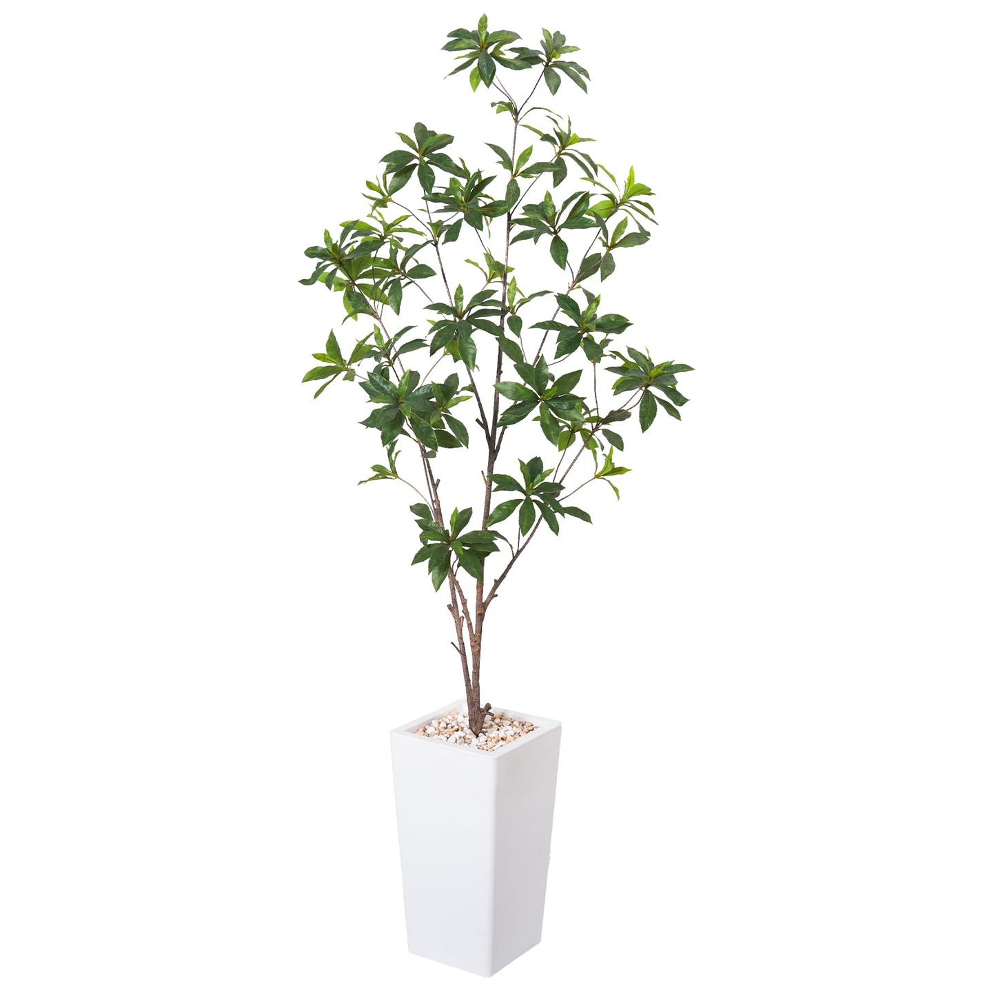 HAIHONG Artificial Brave Ficus Tree 5FT-Faux Tree with White Tall Planter-Fake Potted Tree with Silk Leaves-Tall Artificial Plants for Home Office Living Room Hallway Decor Indoor