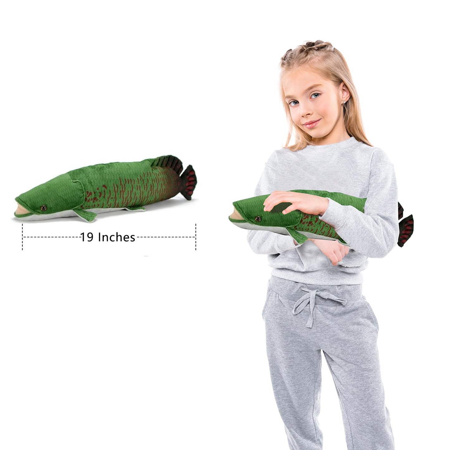 Niuhoulu Arapaima Gigas Stuffed Animals Soft Plush Toy Kids Cuddly Fluffy Plushie Doll for Girls Boys Babies Toddlers Girlfriends (19")