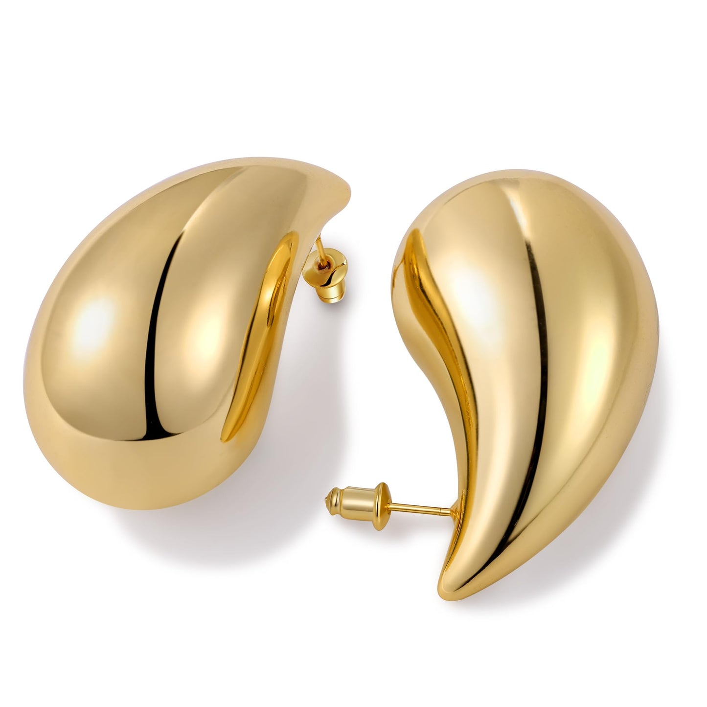 Gacimy 14K Gold Plated Teardrop Earrings Dupes for Women, Chunky Drop Earrings for Women with 925 Sterling Silver Post, 1.7 Inches