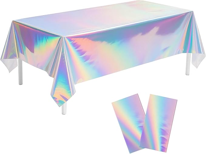 Iridescent Party Tablecloths, 54 x 108 Inches, 2-Pack
