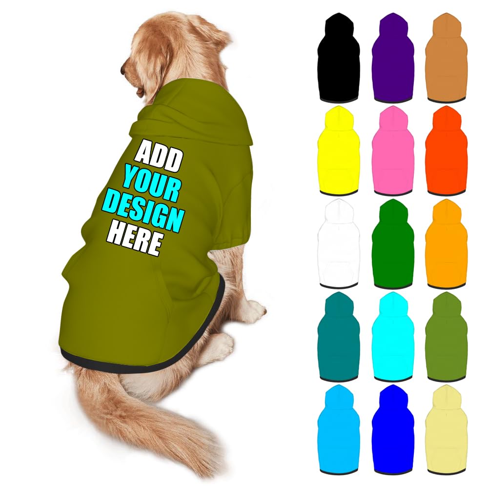 Mynvzrk Personalized Dog Hoodie Customized with Name Photo Pet Warm Sweater Hoodie for Medium Large Dogs & Cat Puppy, Indigo, XXL