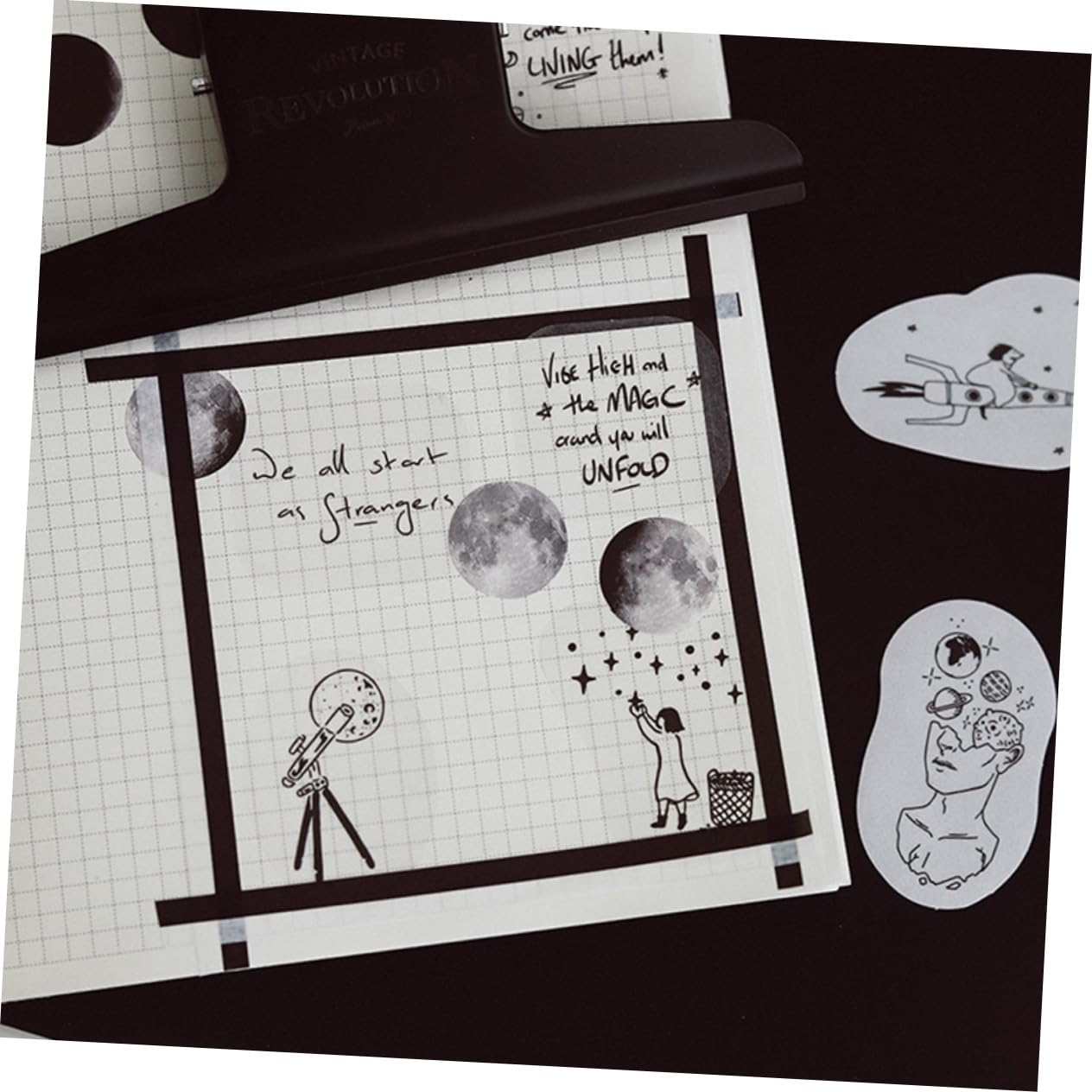 ARTIBETTER Moon Seal Stickers 20 Sheets Self-Adhesive Embossed Decorative Labels for Scrapbooking Diary Photo Card Sealing Moon Theme DIY Craft Stickers