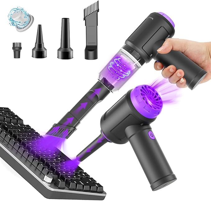 Meudeen 14500 Pa Computer Vacuum Cleaner Mini & 110000RPM Compressed Air Duster for Keyboard Cleaning Cordless Canned Air Powerful Energy Efficient