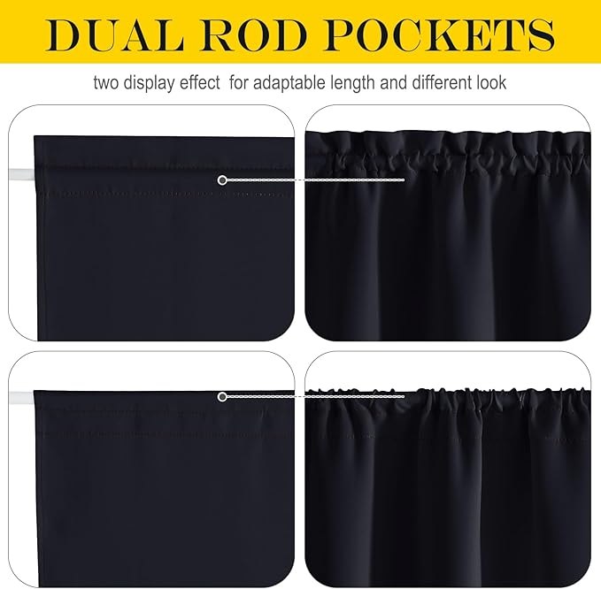 NICETOWN Narrow Door Window Curtain for Kitchen Window,80 Inch Long Blackout French Door Shade for Front Patio, Thermal Insulated Thick Curtains for Home Decor, 1 PC, 25" Wide, Black