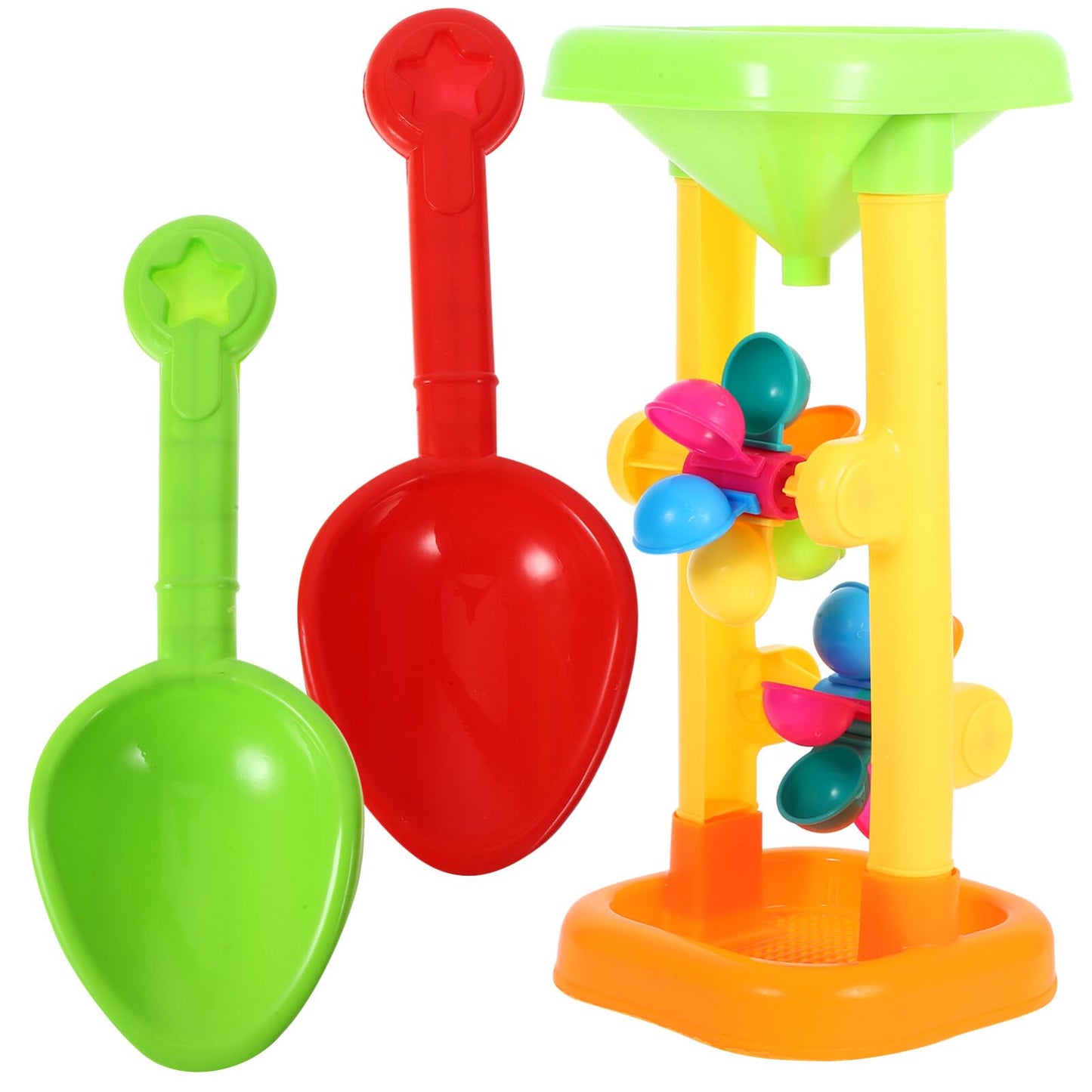 Vaguelly Water Wheel Toy Set Plastic Kids Beach and Water Wheel Toy Outdoor Beach Hourglass Sifting Funnel Random Color