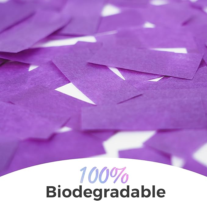 1.2LBS Confetti, Purple Biodegradable Confetti - Rectangular Fluttering Tissue Paper Confetti for Cannon and Launcher use – Parties, Concerts and Weddings for Events