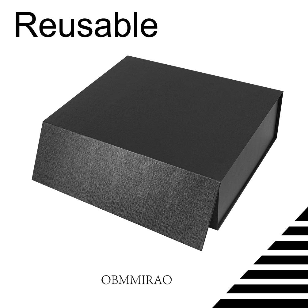 OBMMIRAO Upgrade 1PCS 13x9x4 Inch Black Hard Large Gift Box with Lid, Foldable Magnetic Gift Boxes,Groomsman Box bridesmaid proposal for Clothes
