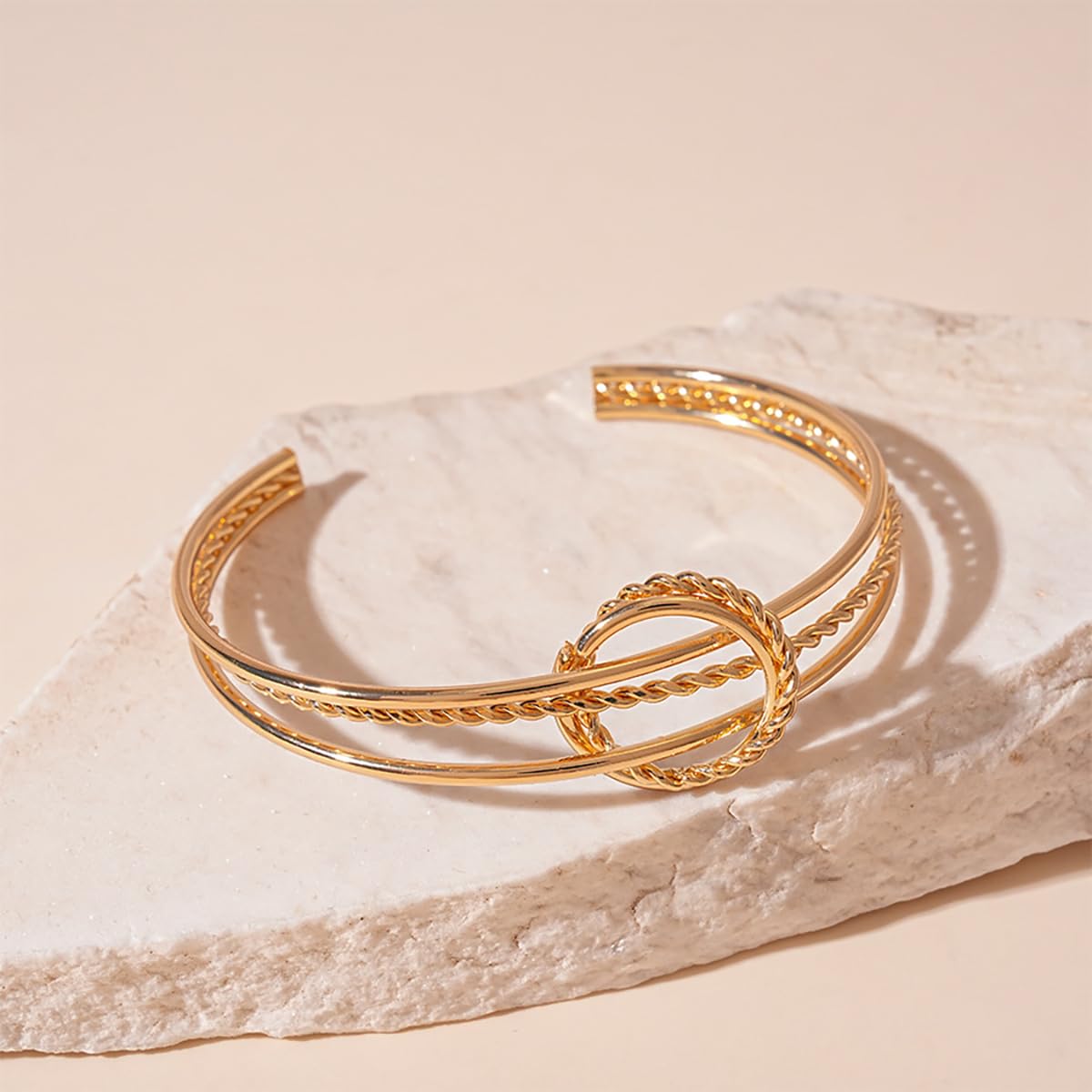 MOEEIJEW Chunky Cuff Bracelets for Women Gold/Silver Cuffs Bangle Hollow Out Adjustable Bracelets Punk Vintage Jewelry (Gold A)