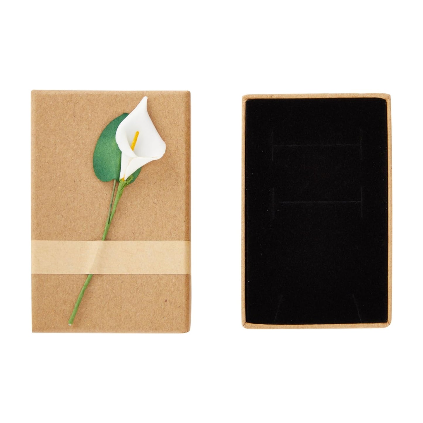 Juvale Jewelry Boxes - 12 Pack, 3.5 x 2.2 x 1.2 In, Brown Cardboard - Mini Case With 3D Lily Flower Top & Removable Velvet Foam Pad - Earring & Necklace Boxes Bulk