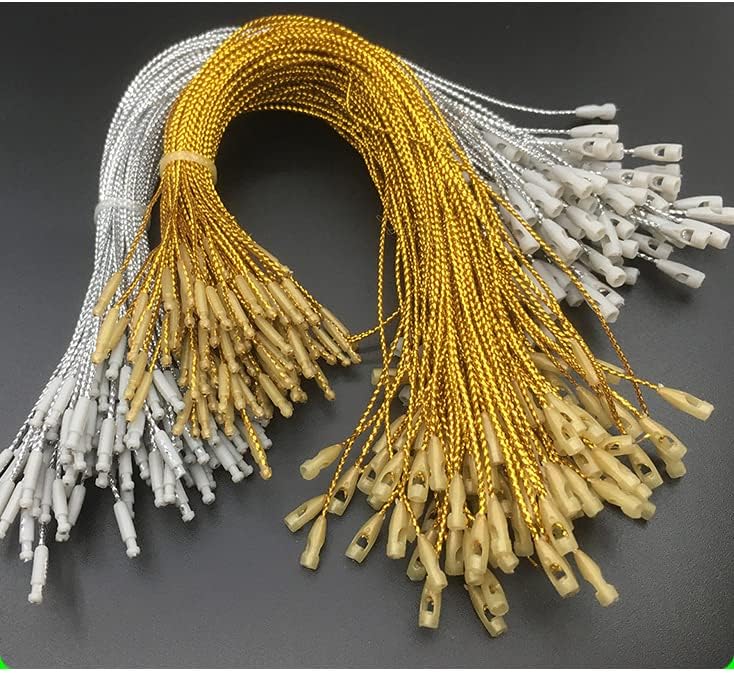 1000pcs Gold Christmas Ornament Hanger Snap Locking String Ornament Hangers Snap Locking Tighten The Pendant Rope Bullet Gold Thread for Christmas Tree Ornament Decorations (Gold)