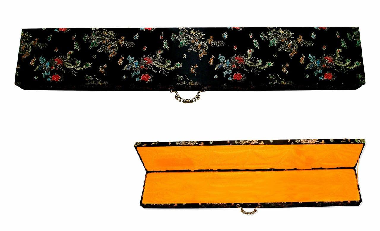 Munetoshi 44" Deluxe Brocade Locking Katana Display Silk Case Carrying Box Gift Collection Holder