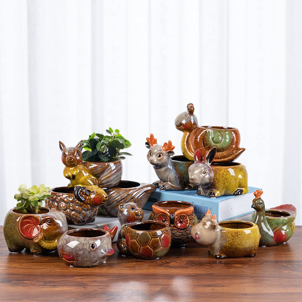 WAIT FLY Cute Animal Ceramic Flower Pot Succulent Planter-Conch