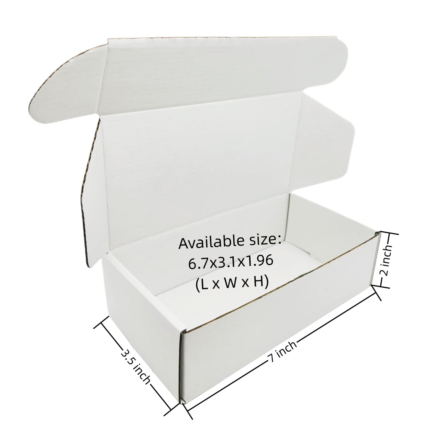 Small White Box 7 x 3.5 x 2 Inch 50 Pack Recyclable Corrugated Gift Mailers Storage Business Packaging Shipping Boxes