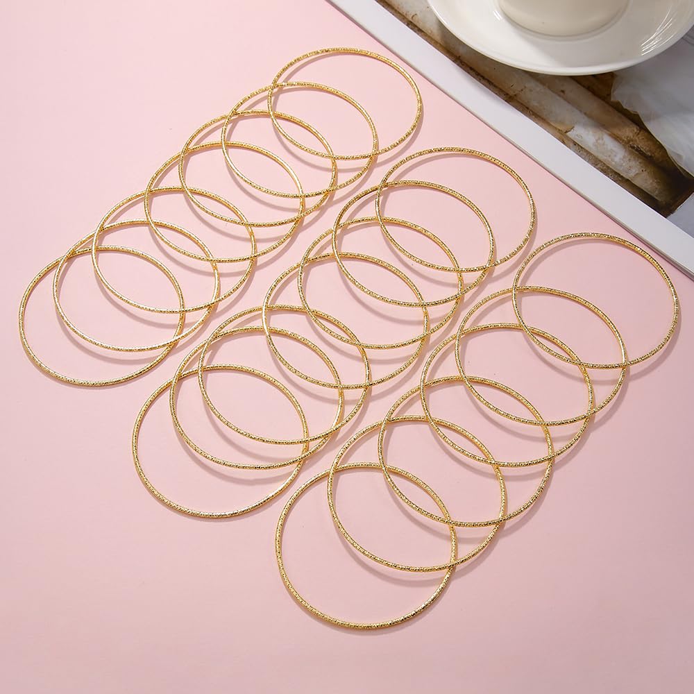 RINTOLER 20Pcs Gold Bangles Bracelets Set for Women - Multi Layer Stackable Textured Thin Bracelets Indian Bangles Boho Jewelry Set (A-20PC Gold)