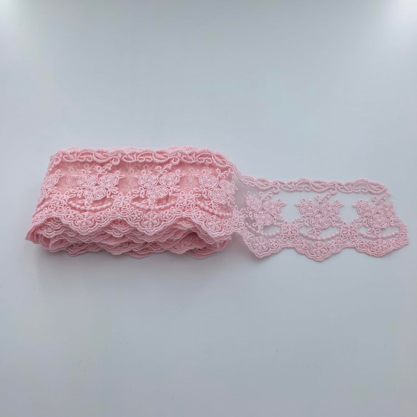 Sourcemall Lace Trim Ribbon, Delicate Crown Ribbon for Crafts Sewing and Bridal Wedding Dress Applique Decorations, 3.3inch Width 5 Yards/Lot (Pink)