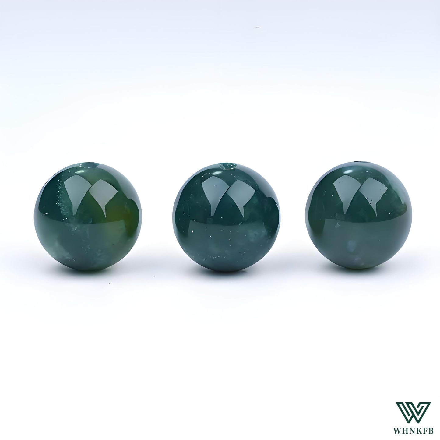 WHNKFB 10mm 50PCS Natural Moss Agate Round Beads, Dendritic Green Loose Stone Beads for Jewelry Making Craft - 4mm 6mm 8mm 10mm Options with Free Elastic Cord