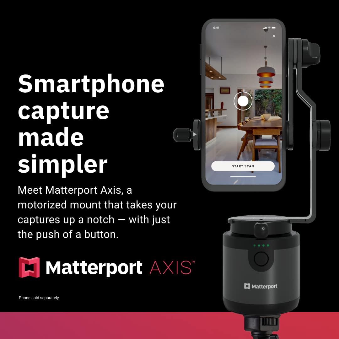 Matterport Axis Gimbal Stabilizer - Motorized Rotating Mount for Professional 3D Virtual Tour 360 Photo Scans with Portable and Foldable Tripod