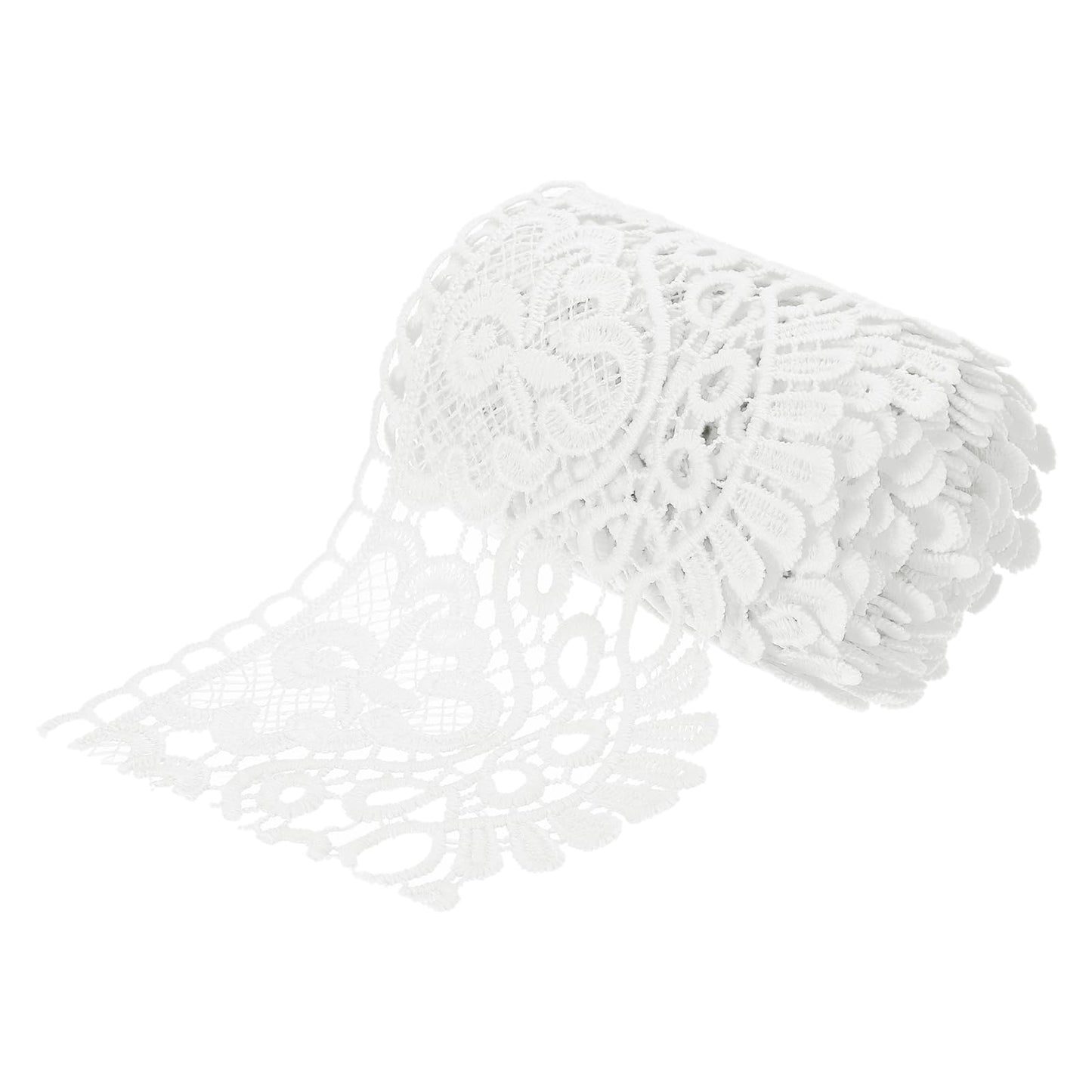 MECCANIXITY 4 Inch Wide 3 Yard Lace Ribbon Floral Pattern White Lace Trim Ribbon for Sewing Making DIY Crafts Gift Wrapping Wedding Decor
