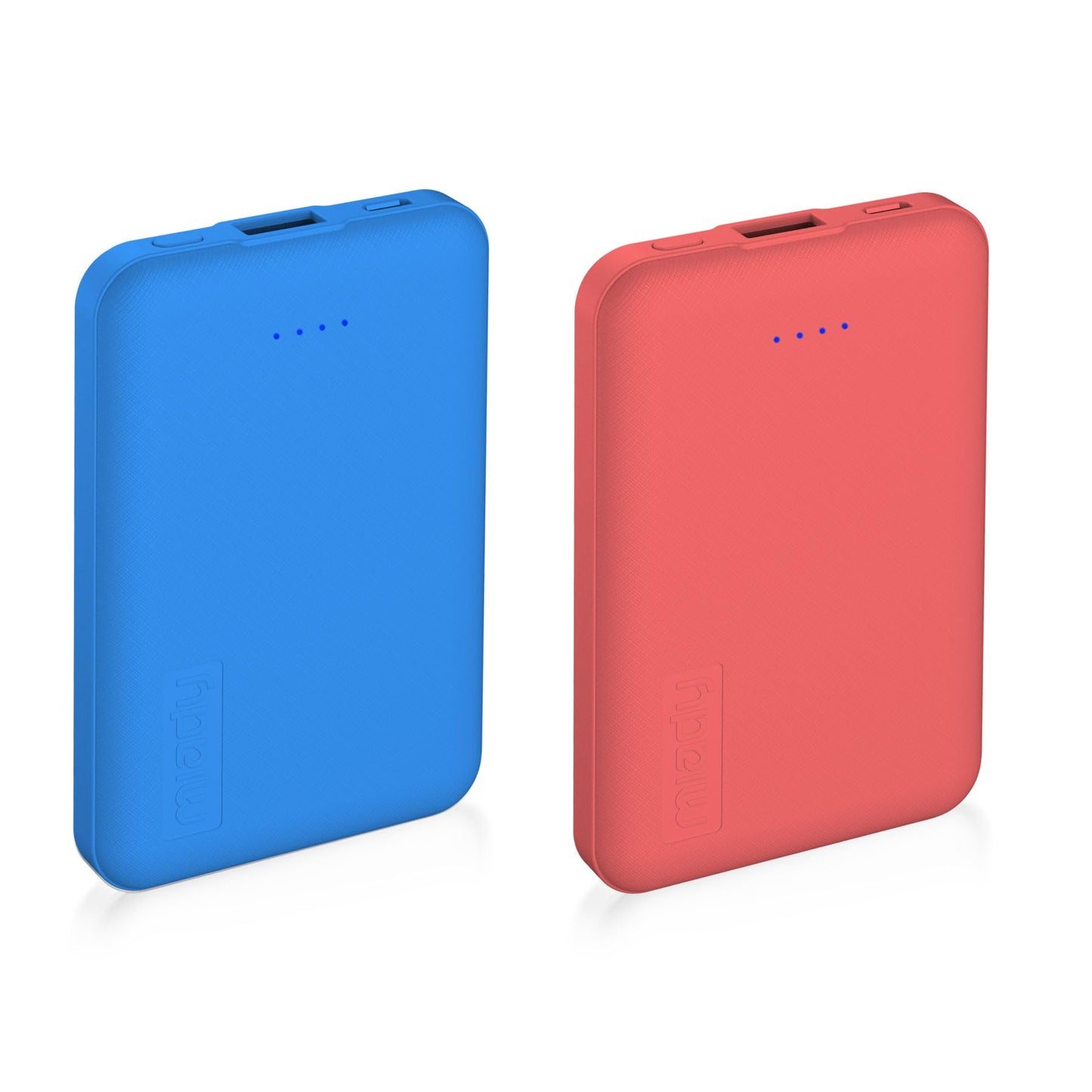 Miady 2-Pack 5000mAh Mini Portable Charger, 5V 2.4A USB-C Output Fast Charging Battery Pack Travel Small Power Bank Compatible with iPhone 16/15 Galaxy S24/S22 iPad Android etc (Red + Blue)