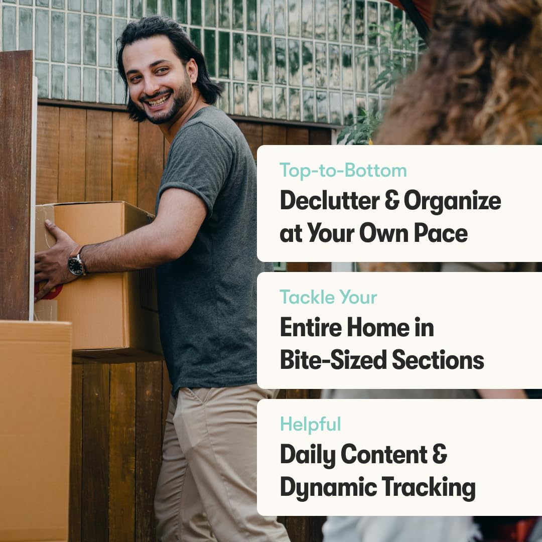 The Home Organization Sidekick Journal by Habit Nest. A Step-by-Step Guide to Declutter, and Organize your Home. Coaches you through Decluttering, Room by Room.
