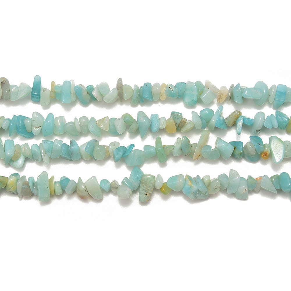 PLTbeads Gemstone Chips Natural Amazonite 3-5mm Healing Crystals Waist Bracelets Necklace Kit Irregular Stone DIY Crafts Design Jewelry Making Approxi 32 inch