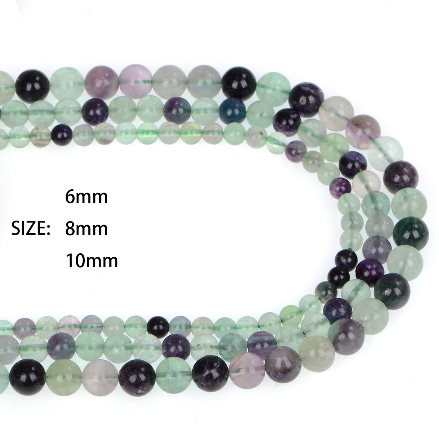 ICAI Beads 10mm Natural Fluorite Round Loose Stone Beads for Jewelry Making DIY Crafts Design 1 Strand 15" APPR.34-36pcs